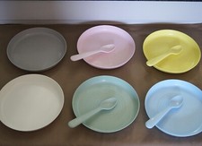 IKEA Toddler Plates Spoons Set of 4 Two Extra Plates Pre-Owned VG Cond...