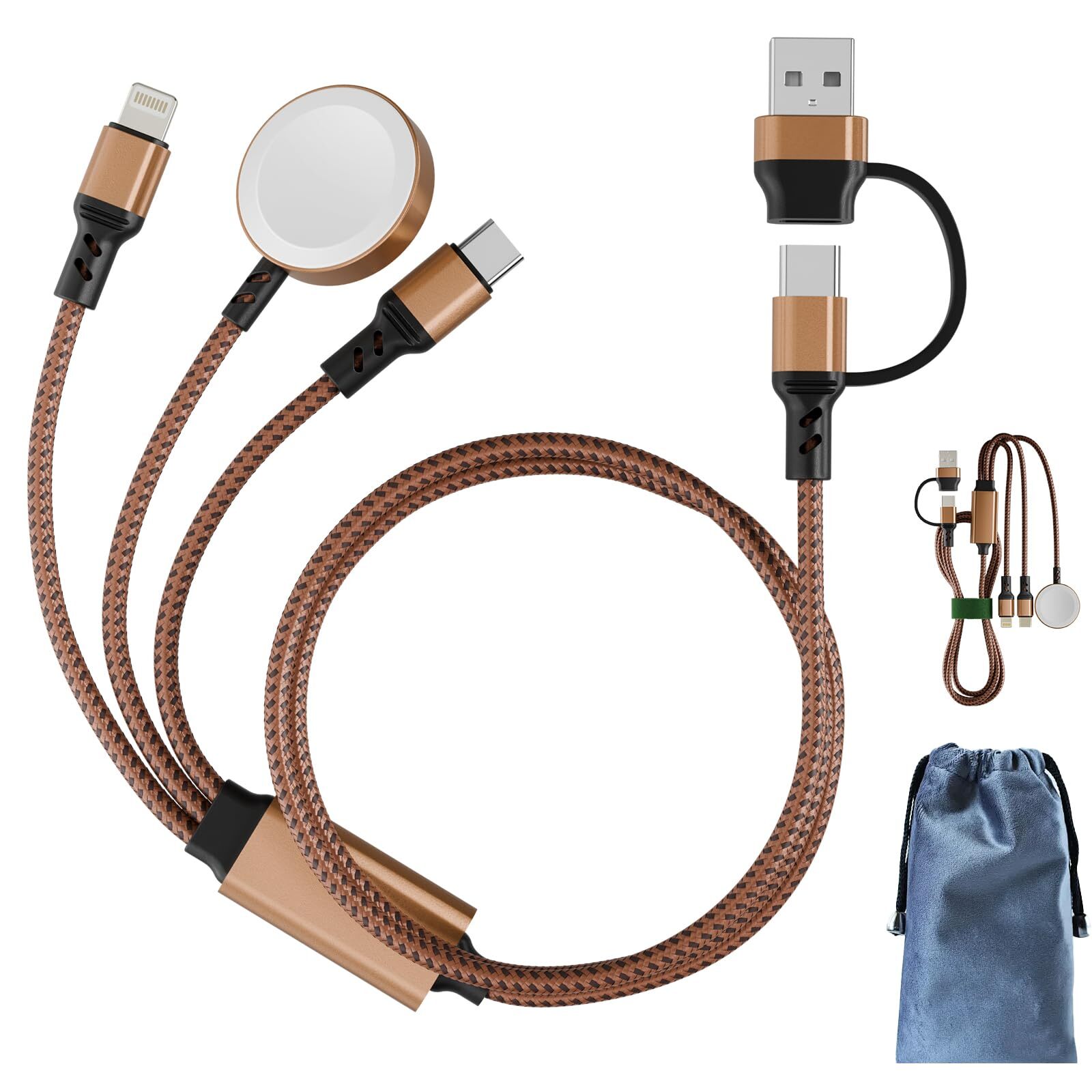 Multi 3 in 2 Charging Cable for Apple Watch Charger, Travel for iPhone Charger U