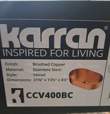 Karran USA CCV400 Cinox 21-5/8" Oval Stainless Steel Vessel - Copper