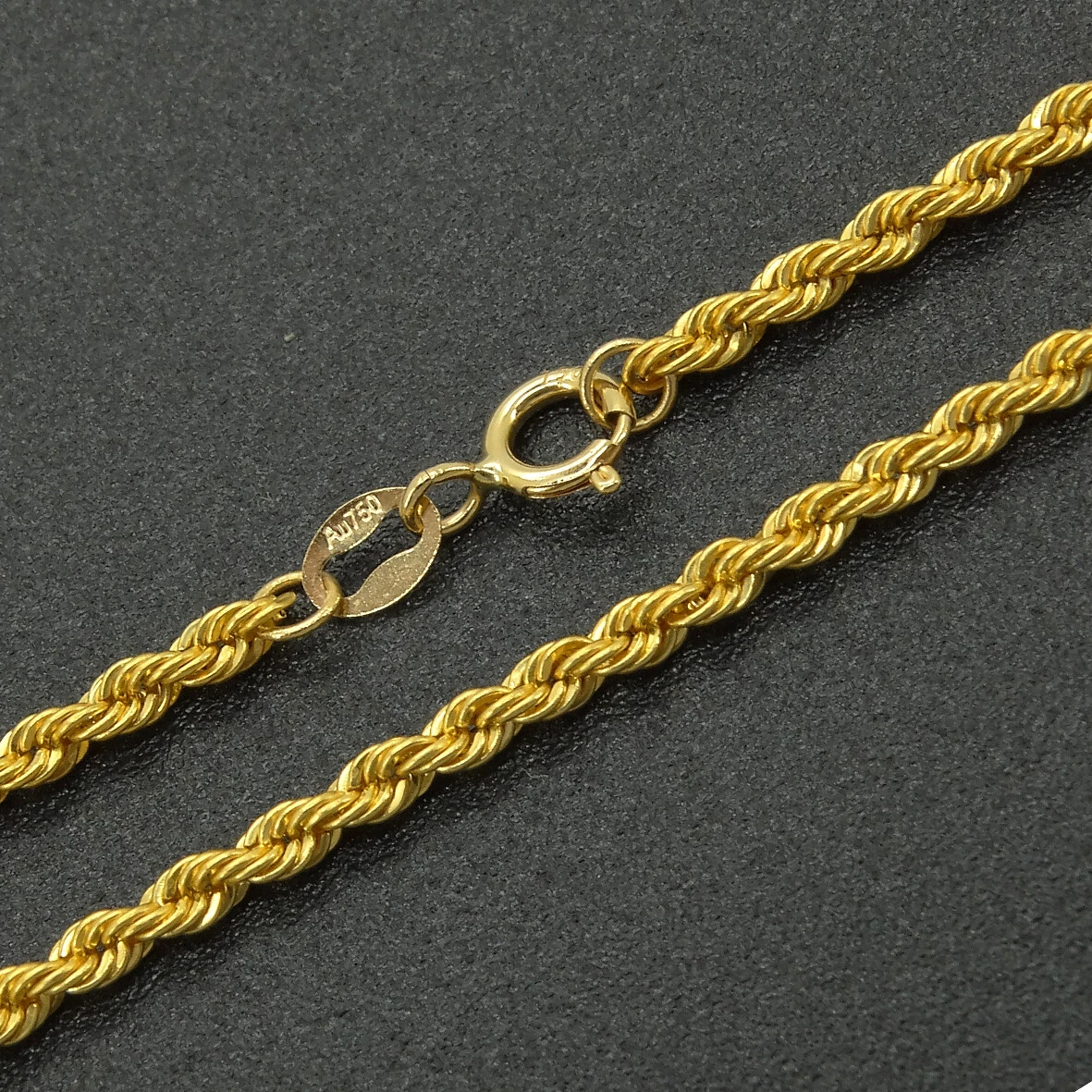 18K Solid Gold Rope Chain Singapore Twist Necklace Men Women 2mm  16"-24"