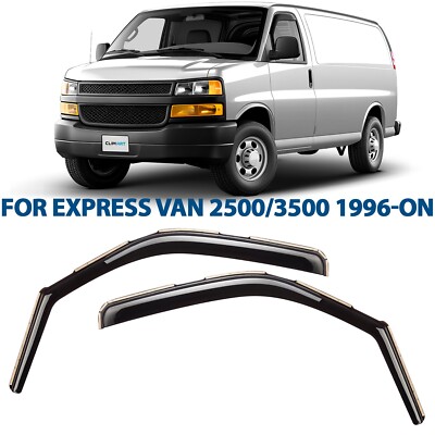 2-Piece Sun Rain Guard Window Visors For 1996-2025 Chevy Express 2500/3500 - Dark Smoke 12 thumbnail image