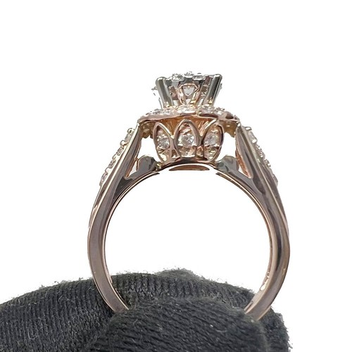 14kt Rose Gold Diamond Pave Engagement Ring - Picture 6 of 7