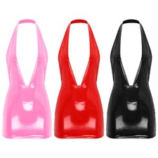 Womens Clubwear Nightclub Dress Romantic Nightwear Cosplay Skirt Wet Look Mini