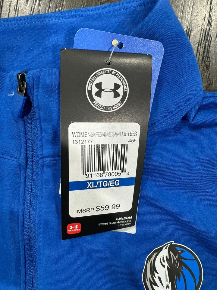 Novo Under Armour Feminino Dallas Mavericks NBA Combinar Algodão Carregado PO 1/2 Zíper GG - Imagem 4 de 4