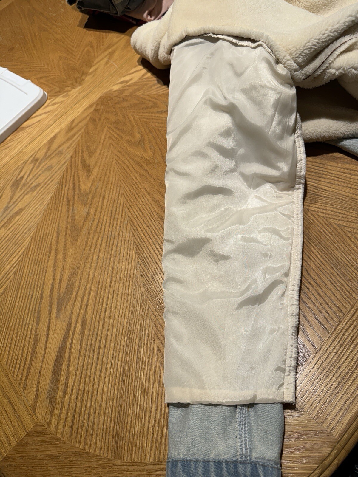 BIDA Denim Patchwork Jacket Large Vegan Sherpa Co… - image 14