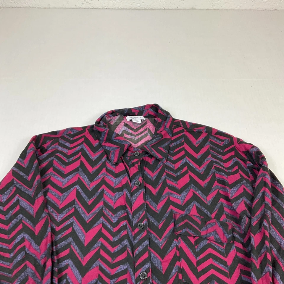 Camisa feminina esplêndida com botão frontal estampada manga longa gola redonda XS - Imagem 3 de 4