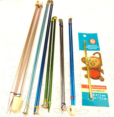 Aluminum Single Point Knitting Needles & Crochet Hook Various Sizes Shown Below