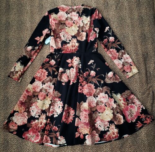 Lena Hoschek Black Floral Stretch Cotton Midi Dress L NWTs - Picture 14 of 23