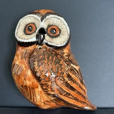 Vintage Babbacombe Pottery England Owl Wall Hanging String Scissor Holder