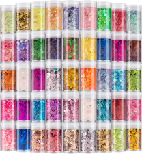 Holographic Chunky and Fine Glitter Mix, 45 Colors Festival Sequins & Powder, Ir