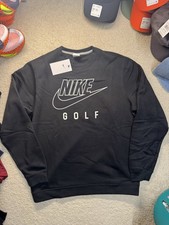 Nike Swoosh Golf Club Fleece Crewneck Mens Sweatshirt Black Size S New