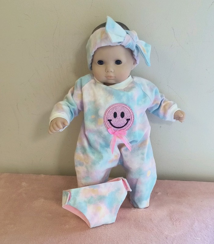 SLEEPER~DIAPER~HEADBAND~handmade for BittyBaby/Twin & other 14"-15" Babydoll