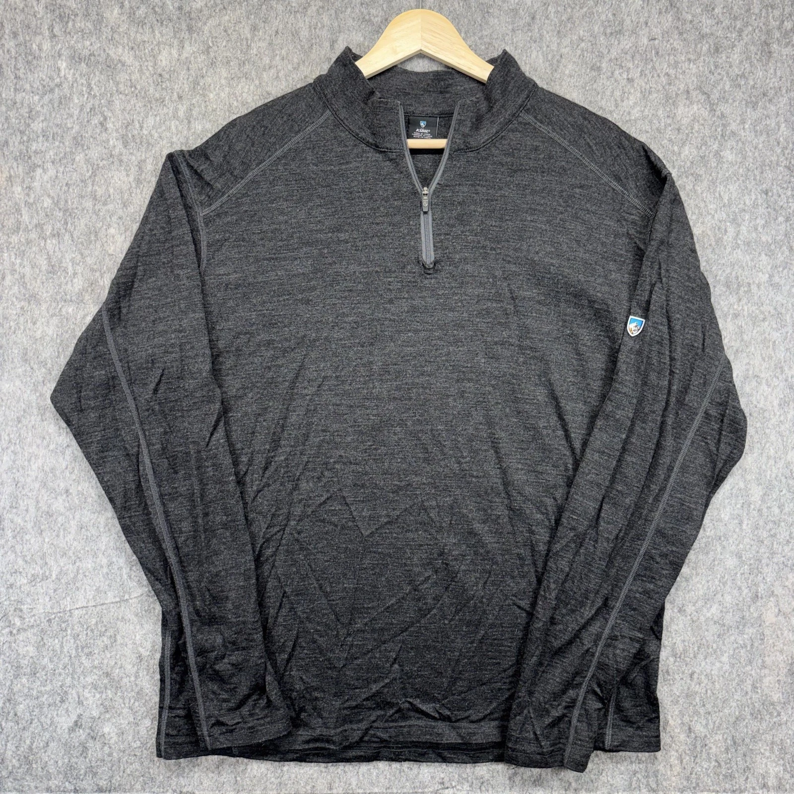 Kuhl 1/4 Merino Wool Pullover Men's XL Gray Baselayer Ski Hike Outdoors 3094