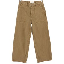 La Ligne The Patch Pocket Izzie Jeans High Rise Wide Leg Size 27 Camel Brown
