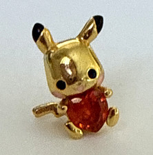 925 Sterling Silver Gold Tone Bunny Charm with Red Heart Accent