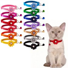 Adjustable Cat Collar With Bell For kitten Small Dog Puppy Pet Flower Collar