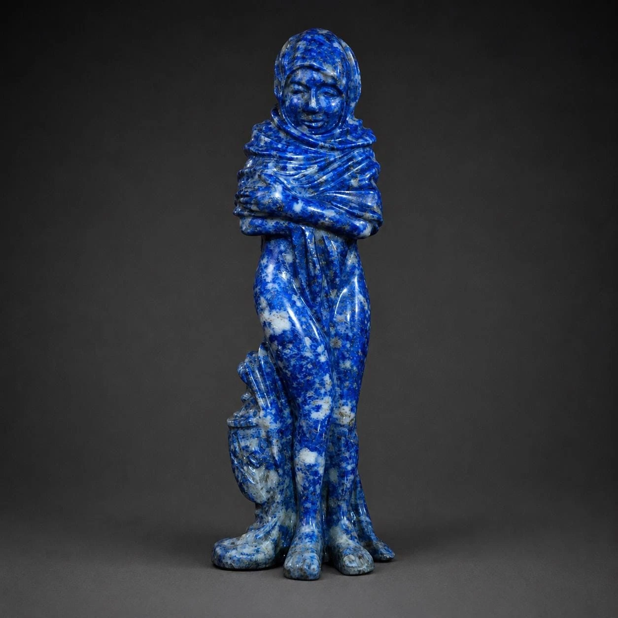 Hand-Carved Lapis Lazuli Lady Figurine | Natural Afghan Stone Sculpture |