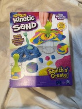 Kinetic Sand, Squish N Create Playset with 13.5oz Blue, Yellow Pink Play Sand