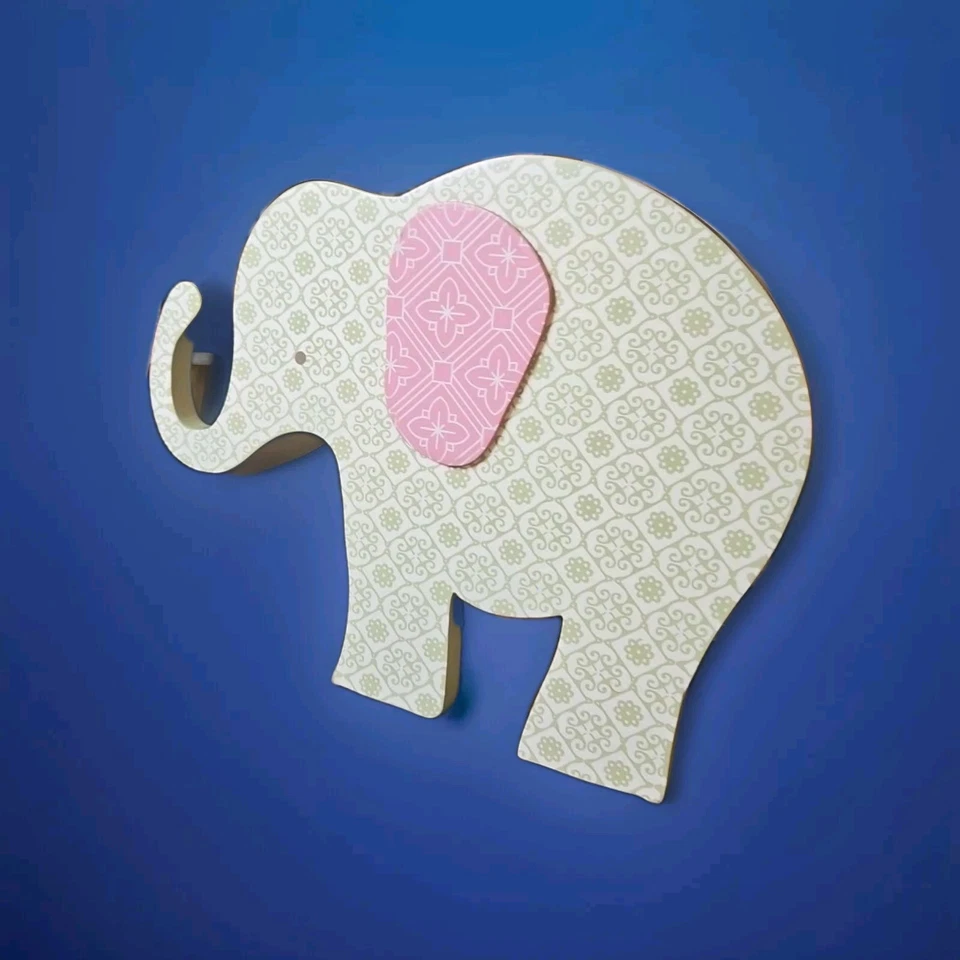 Cocalo Bebé Jacana Rosa Elefante Madera Guardería Decoración Safari Colgante de Pared Paquete de 3 Foto 3 de 4