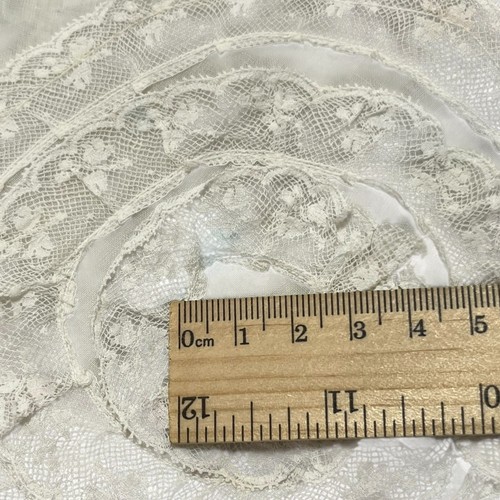 Vestido eduardiano de seda pura muselina organza L con volantes y adornado blanco antiguo - Imagen 9 de 14