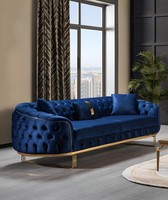 Blauer Chesterfield Dreisitzer Wohnzimmer 3-Sitzer Couch Polster MöBel