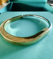 Tiffany co 18k Gold Lock Bangle Hinge Bracelet WIDE Version Pristine Fits Up 6.5