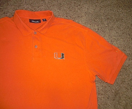 Vintage 90s MIAMI HURRICANES orange pique cotton Ashworth golf polo shirt Large
