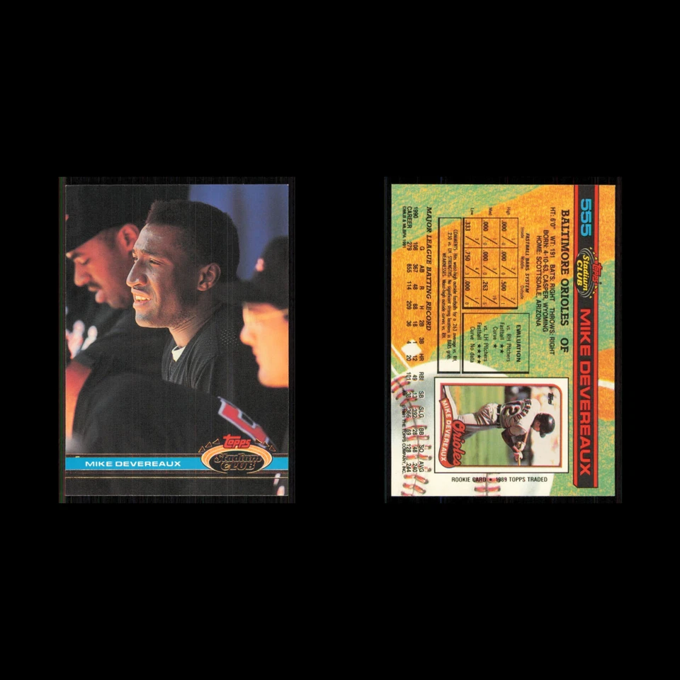 Mike Devereaux #555 1991 Topps Stadium Club Baltimore Orioles Baseball Card MLB - Image 3 of 3