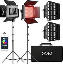 GVM 1000D RGB Led Video Light with 2 Softboxes, Photography Lighting Kit