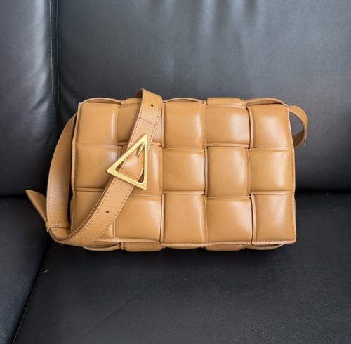 BOTTEGA VENETA Cassette Padded Medium 26cm Caramel Leather Crossbody Bag WYSIWYG
