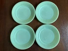(4) Fire-King Jadeite Glass 9" Dinner Plates Ribbed Jane Ray