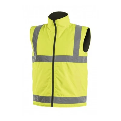 Högert wasserabweisende wendbare Warnweste wattiert in Gelb Weste Schutzjacke - Bild 1 von 2