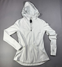 Spyder Active Womens Small White Full Zip Hoodie Jacket Thumbholes Stretch Sharp