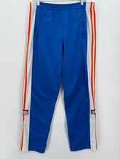 Vintage Adidas Men  s Large Snap Button Track Pants Blue White Orange 3-Stripe
