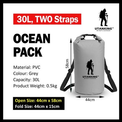 UtanKing  500D Waterproof Dry Bag Ocean Pack PVC | NEW 30L (Two Straps)