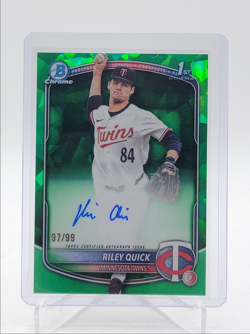RILEY QUICK 2025 BOWMAN CHROME DRAFT 1ST SAPPHIRE GREEN AUTO /99 Q1940