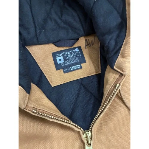 Carhartt J140 Loose Fit Duck Active Jacket Brown Quilted Flannel Lined Medium image 5