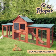 Alopet Rabbit Hutch Chicken Coop Bunny House Run Cage Wooden Outdoor Pet Hutch