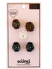 SCUNCI NO SLIP GRIP MINI CLAW HAIR CLIPS - 5 PCS.  32163 
