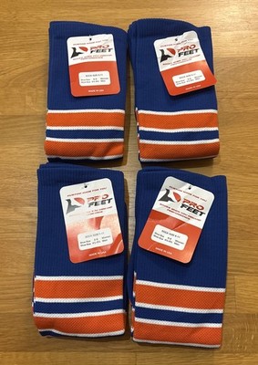 PRO FEET 4 Pairs Athletic Compression Running Socks Long USA Blue Shoe Size 4-9