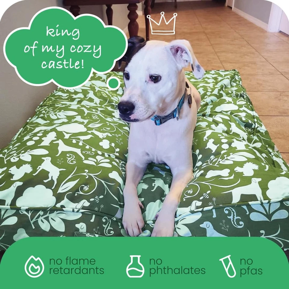 Funda Cama Perro Pequeño, Amarillo por la Mañana, Verde Oliva y Azul Claro Foto 3 de 4