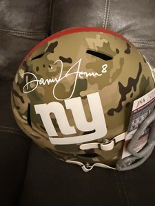 Danny Jones New York Giants Signed Camo Football Helmet JSA Original