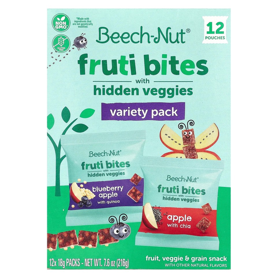 Fruti Bites with Hidden Veggies, Variety Pack, 12 Packs, 0.63 oz (18 g) Each