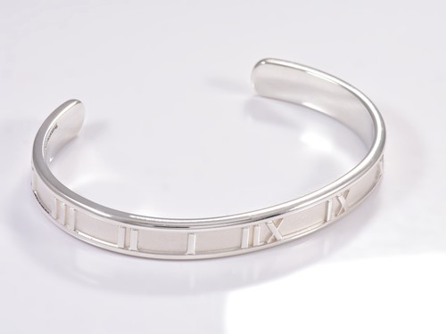 Size XL Large 7.25" Tiffany & Co Silver Atlas Roman Numeral Cuff Bracelet Bangle - Picture 3 of 7