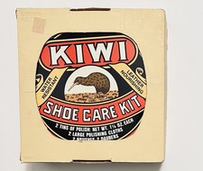 Vtg. KIWI Classic Complete Shoe Care Kit Large Tin 7  1980s Collectible NOS