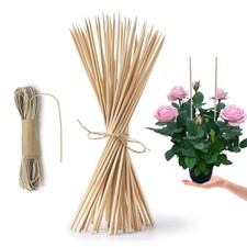 HOPELF 50 Pack 8" Bamboo Plant Stakes for Wood Garden 8 Inch, bamboo