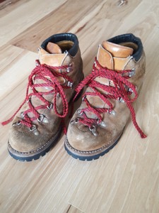 red lace hiking boots