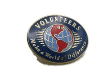 Volunteers Make A World Of Difference Pin Gold Tone