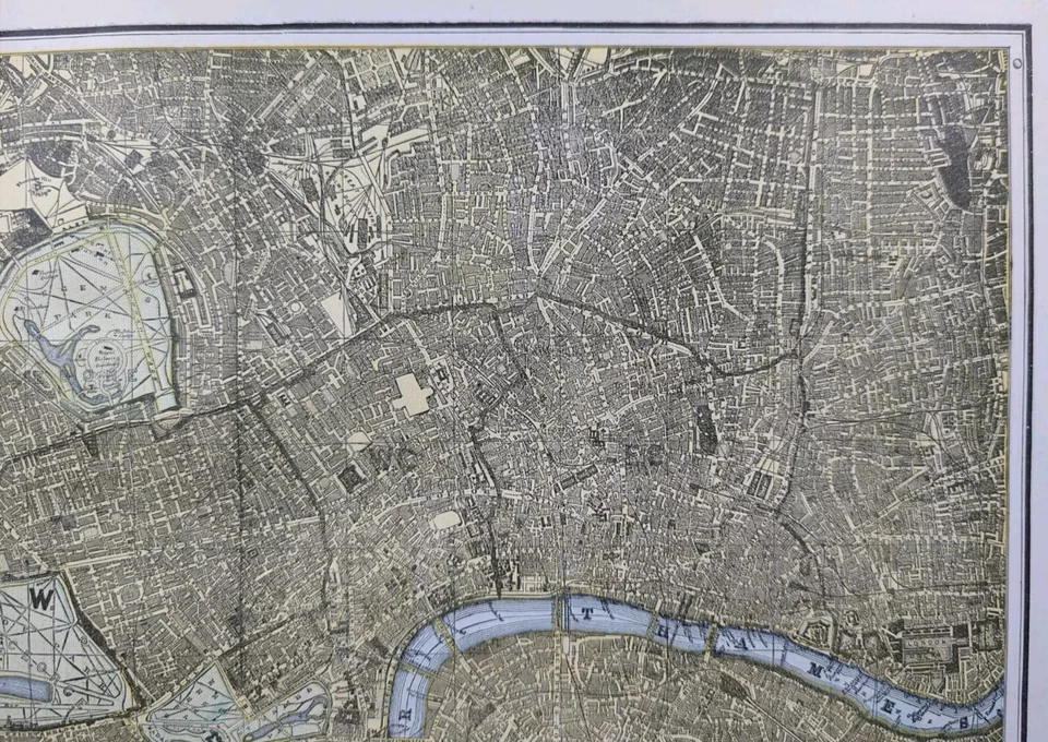 Vintage 1891 LONDON ENGLAND Map 22"x14" Old Antique Original KENSINGTON GARDENS - Image 4 of 4