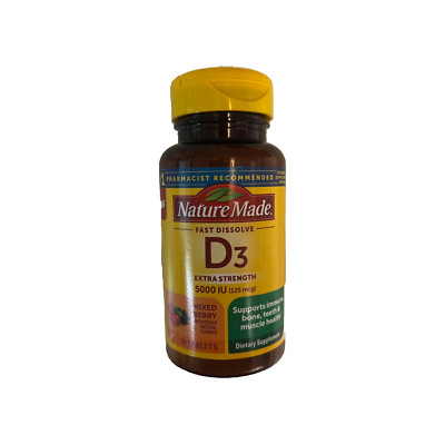 Nature Made Vitamin D3 5000 IU 125mcg 70 Tablets Extra Strength Fast Dissolve